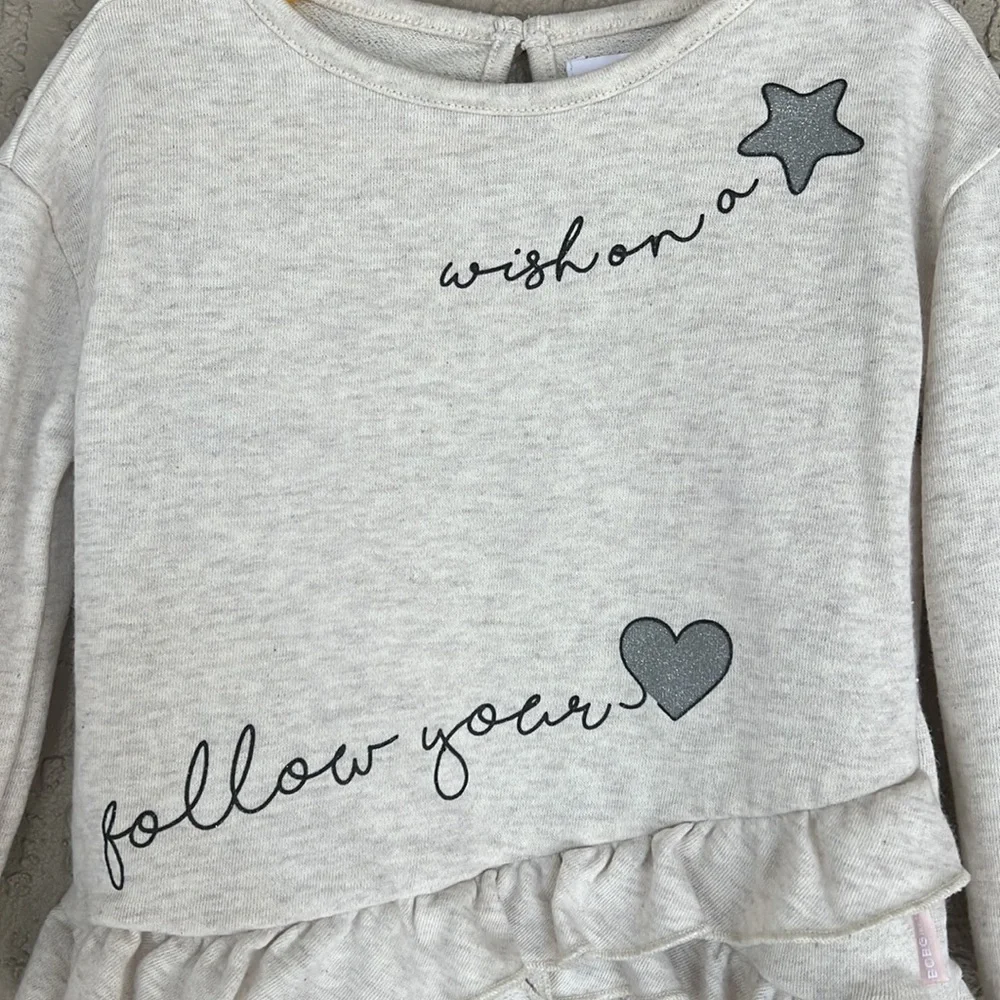 BCBGirls Wish On A Star Ruffle Hem Graphic Sweatshirt Top 3T